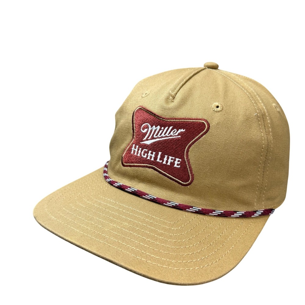 Miller High Life Rope Snapback Hat Gold Beer Logo Vintage Style Cap